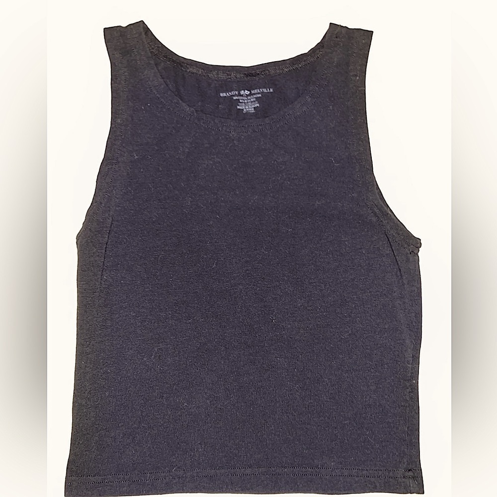 Black simple, brandy, Melville tank top. High neckline, crop top.